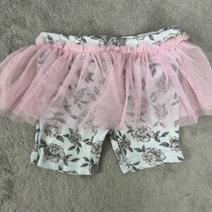 Floral Baby Shorts with Pink Tulle Skirt